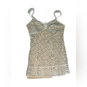 Lulus Women's Charmaine Embroidered Sheer Mesh Mini Dress BL1 White Size XL NWT